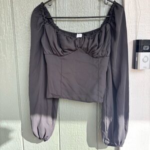 Abound Black Long Sleeve Sweetheart Top Women’s Small